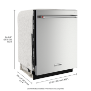﻿Kitchenaid® 44 dBA Dishwasher with FreeFlex™ Third Rack and LED Interior Lighting – KDTM804KPS