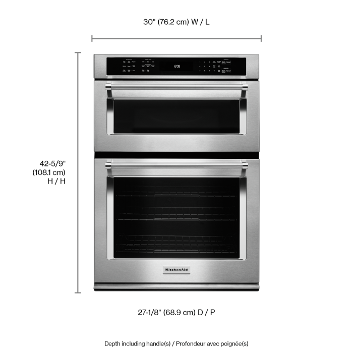 ﻿Kitchenaid® 30 Combination Wall Oven with Even-Heat™ True Convection (Lower Oven) – KOCE500ESS