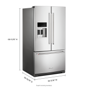 ﻿Kitchenaid® 26.8 Cu. Ft. Standard-Depth French Door Refrigerator with Exterior Ice and Water Dispenser – KRFF577KPS